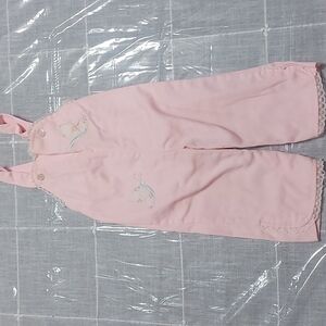 Vintage pink butterfly overalls
